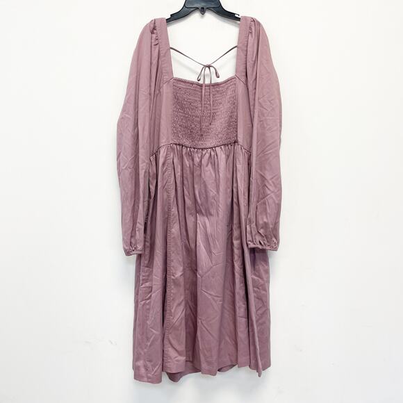 Ava & Viv Women's Balloon Long Sleeve Woven Midi A Line Dress Mauve Size 1X - Picture 3 of 6